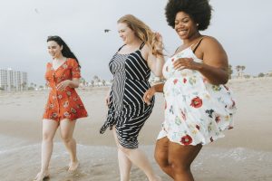 Curvy women at the beach